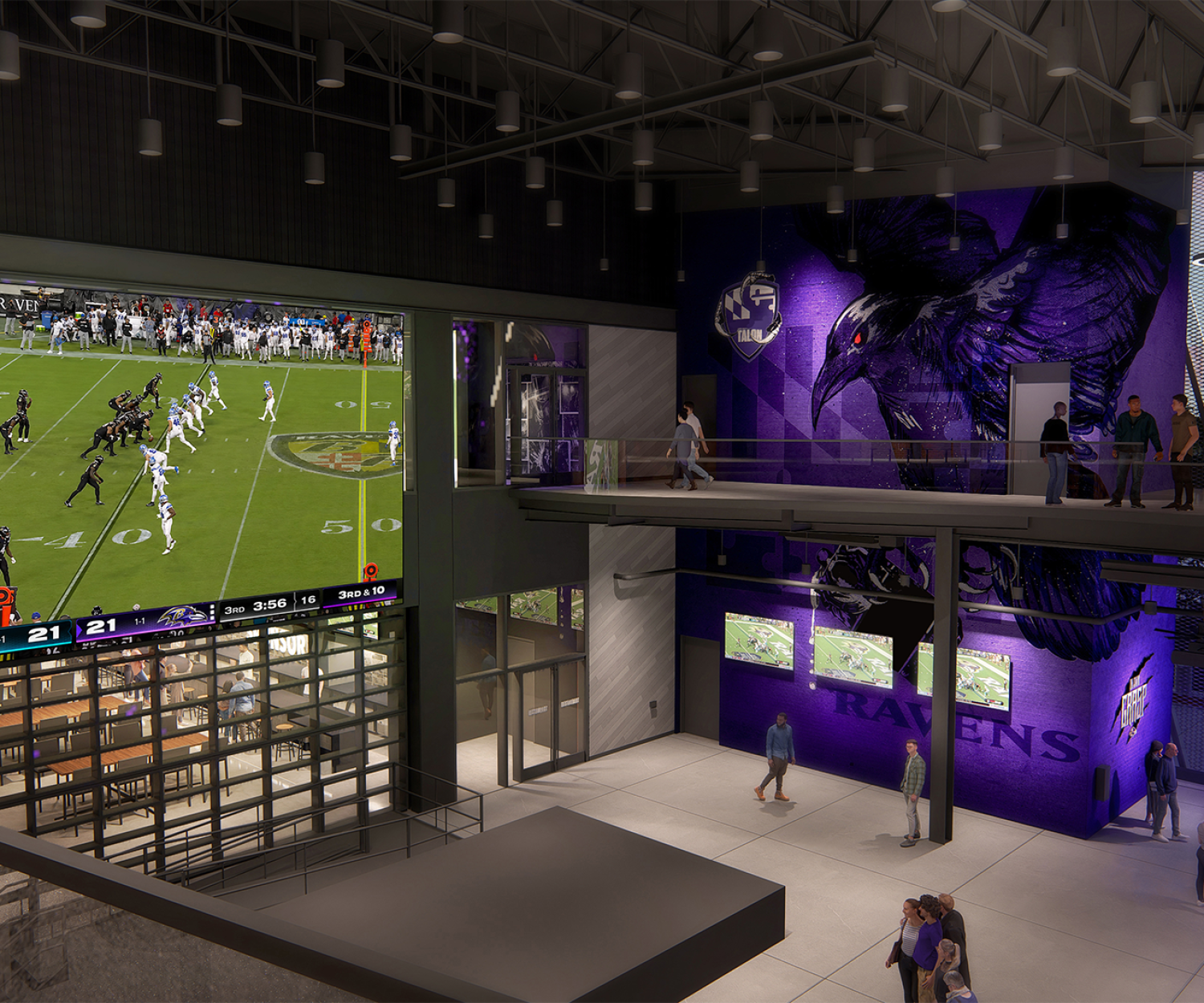 Wall graphics inside the Raven's Stadium